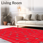 Classic Red Snowflakes Plaid Rug