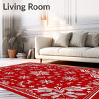 Festive Red Snowflake Christmas Scape Rug