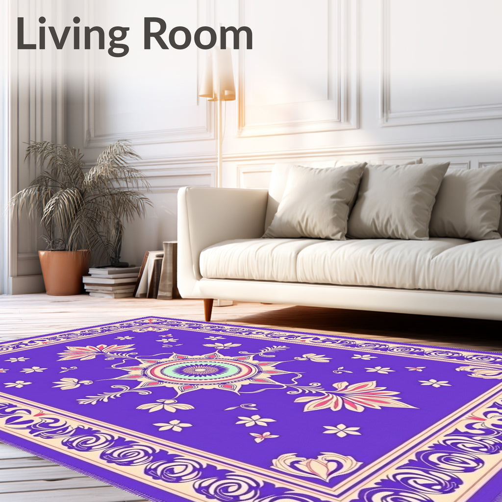 Vibrant Purple Floral Medallion Rug