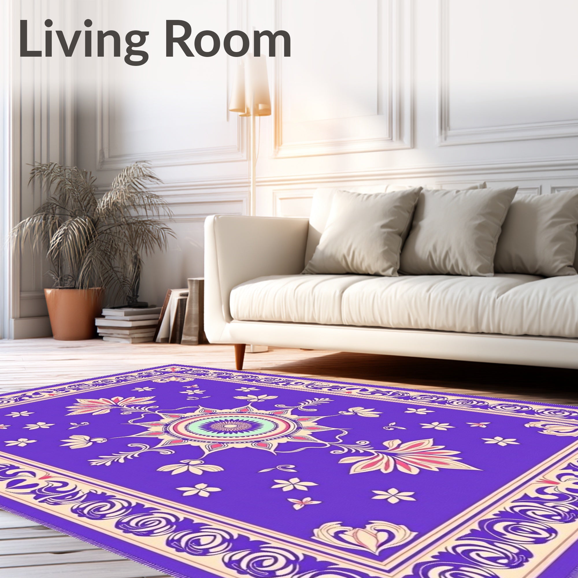 Vibrant Purple Floral Medallion Rug