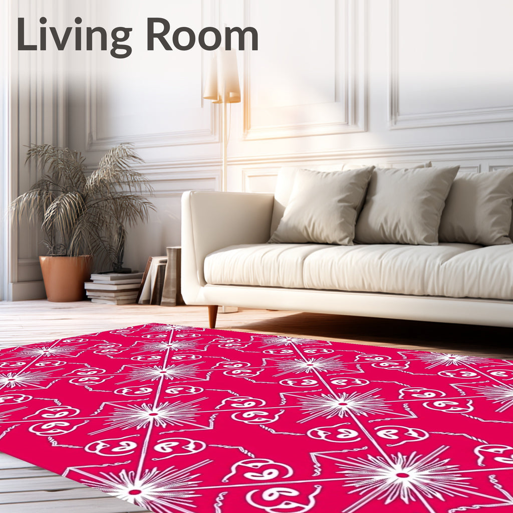 Vibrant Pink Starburst Scroll Medallion Rug