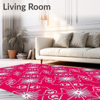 Vibrant Pink Starburst Scroll Medallion Rug