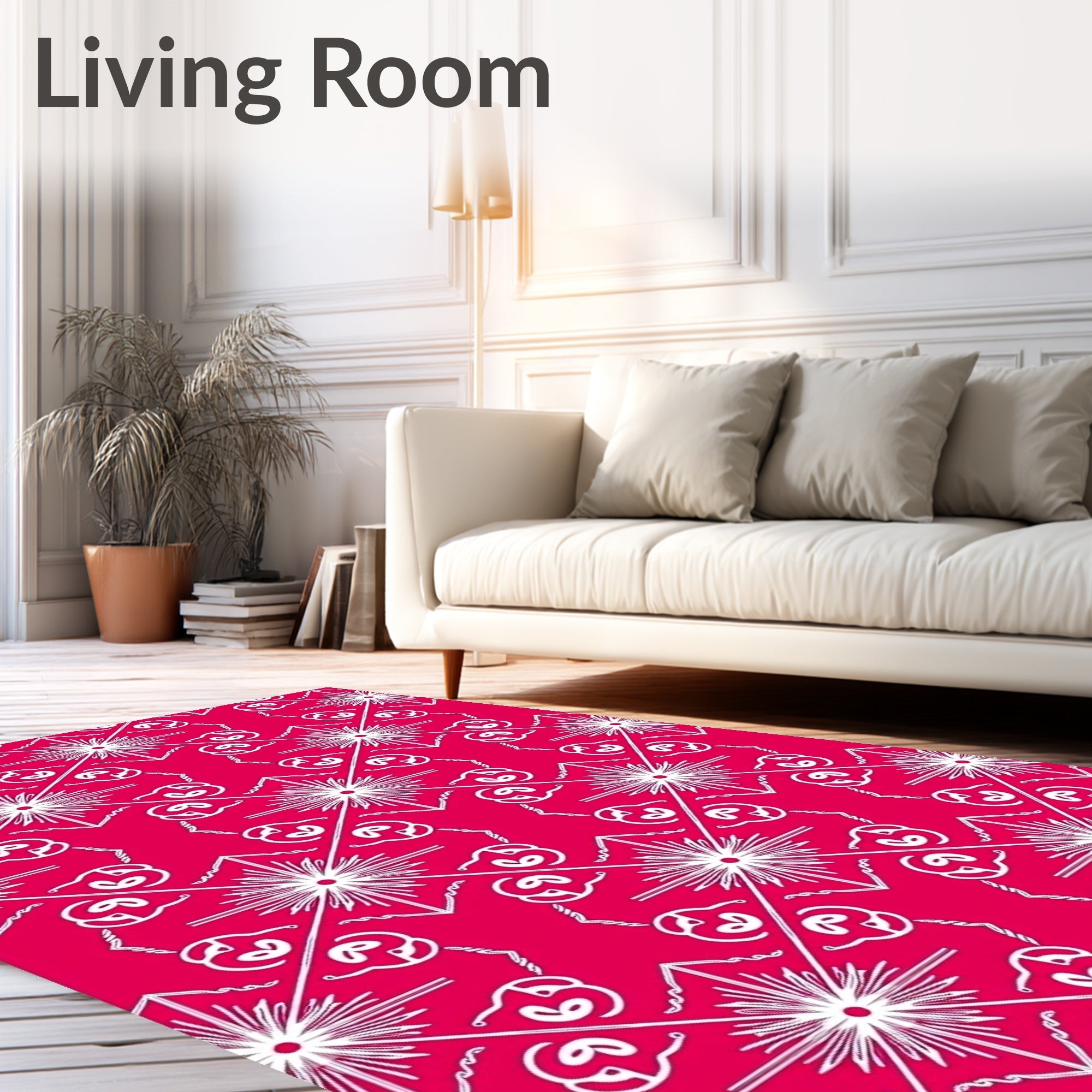 Vibrant Pink Starburst Scroll Medallion Rug