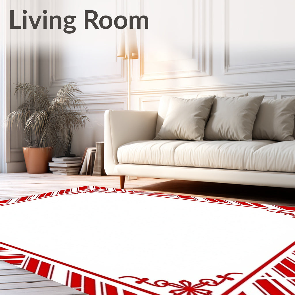 Bold Red Diagonal Stripe Border Rug