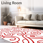 Crimson Swirl Abstract Art Rug
