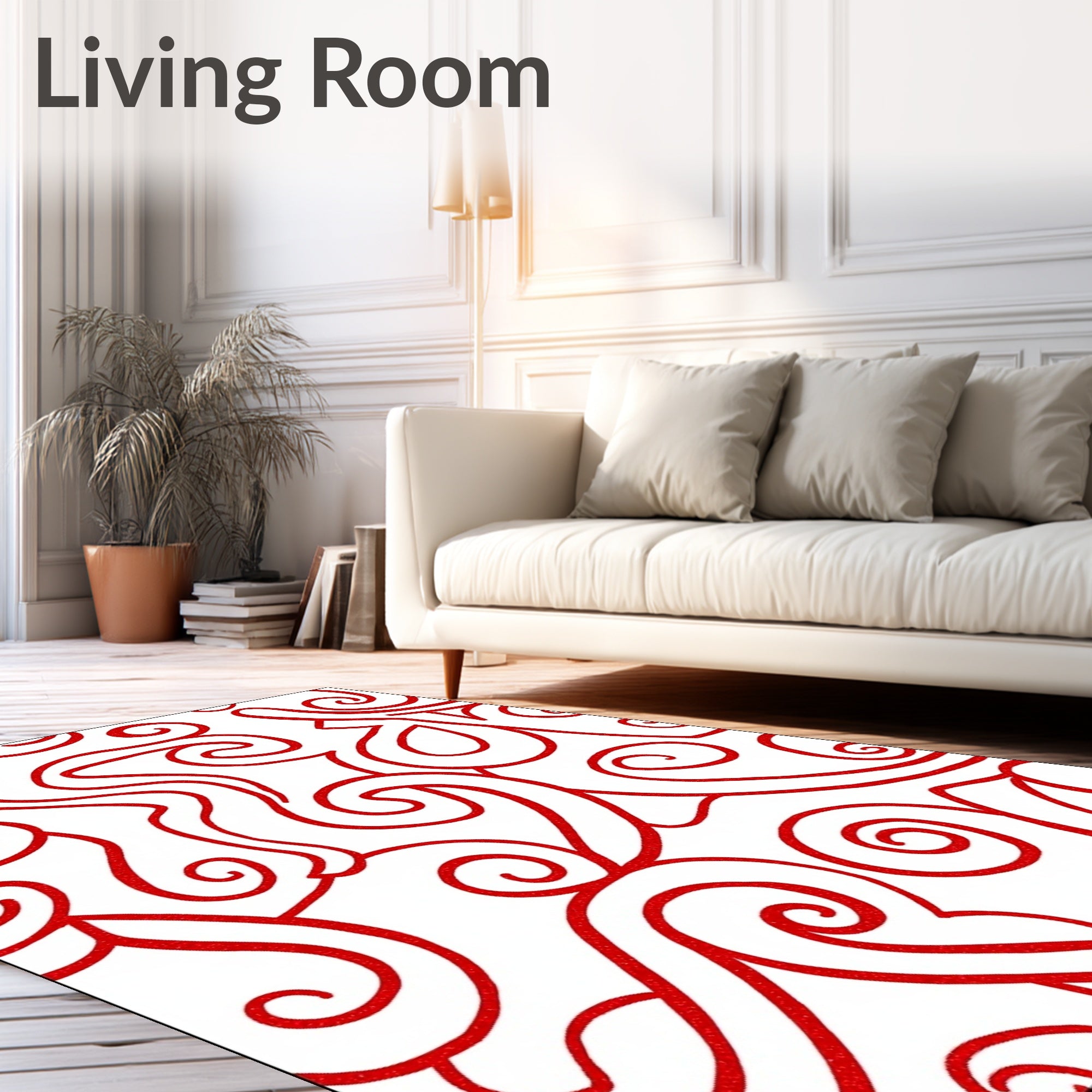Crimson Swirl Abstract Art Rug