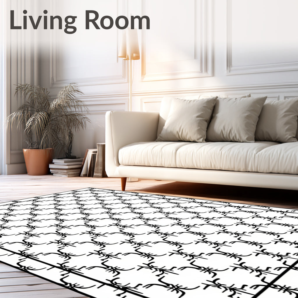 Abstract Black White Linked Shape Rug