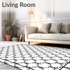 Abstract Black White Linked Shape Rug