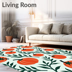 Orange Pumpkin Vine Repeating Pattern Rug