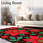 Bold Red Floral Poinsettia Garden Rug