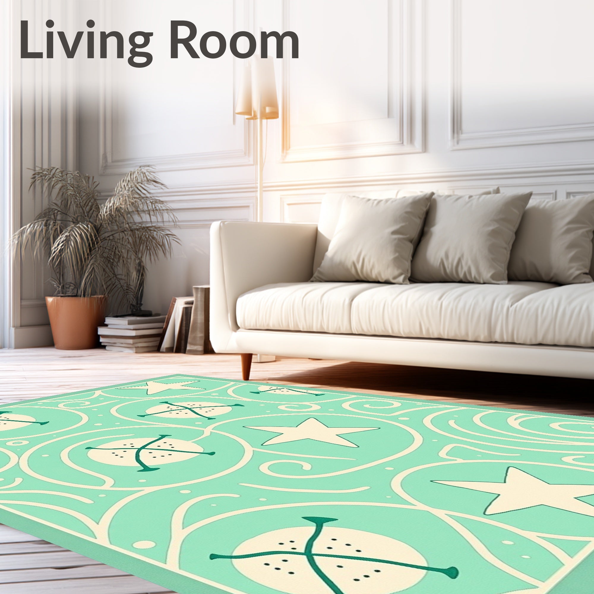 Pastel Mint Starburst Swirl Rug