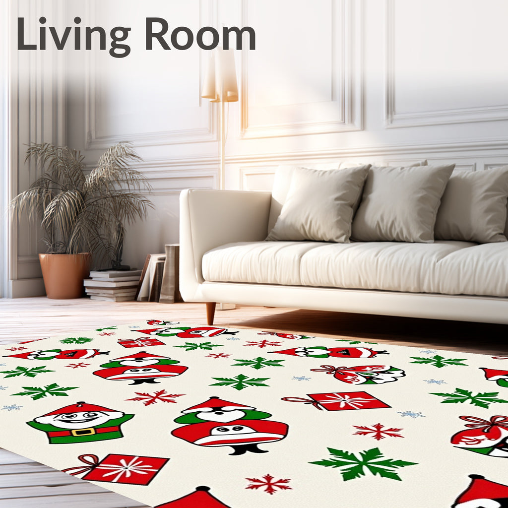 Red Santa Claus Snowflakes Gift Garland Rug