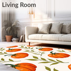 Orange Pumpkin Leaf Illustration Rug