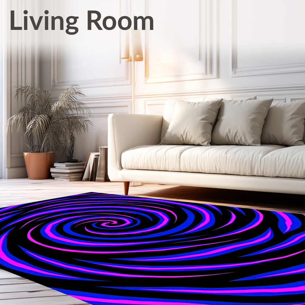 Vibrant Neon Swirl Spiral Rug