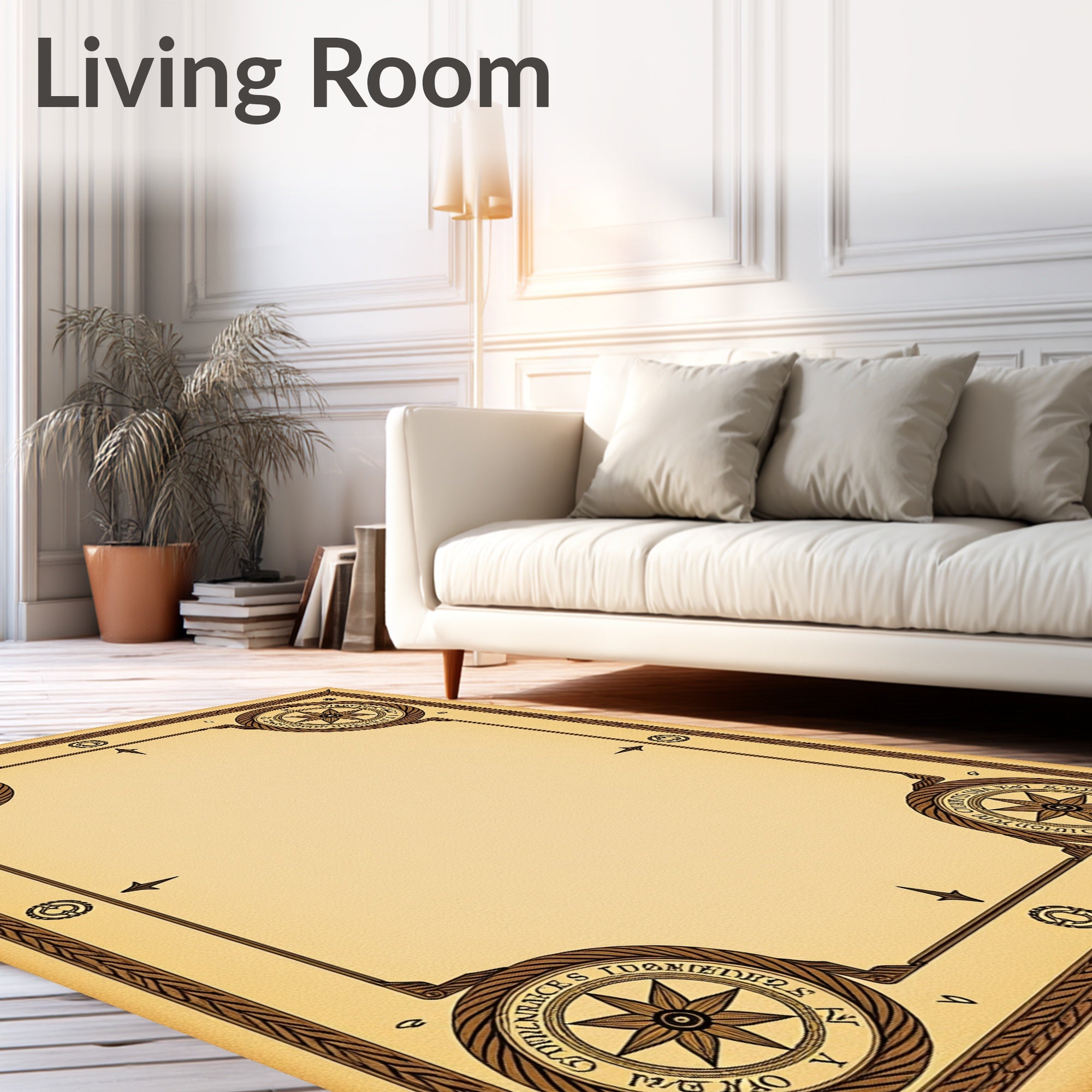 Nautical Compass Rose Border Rug