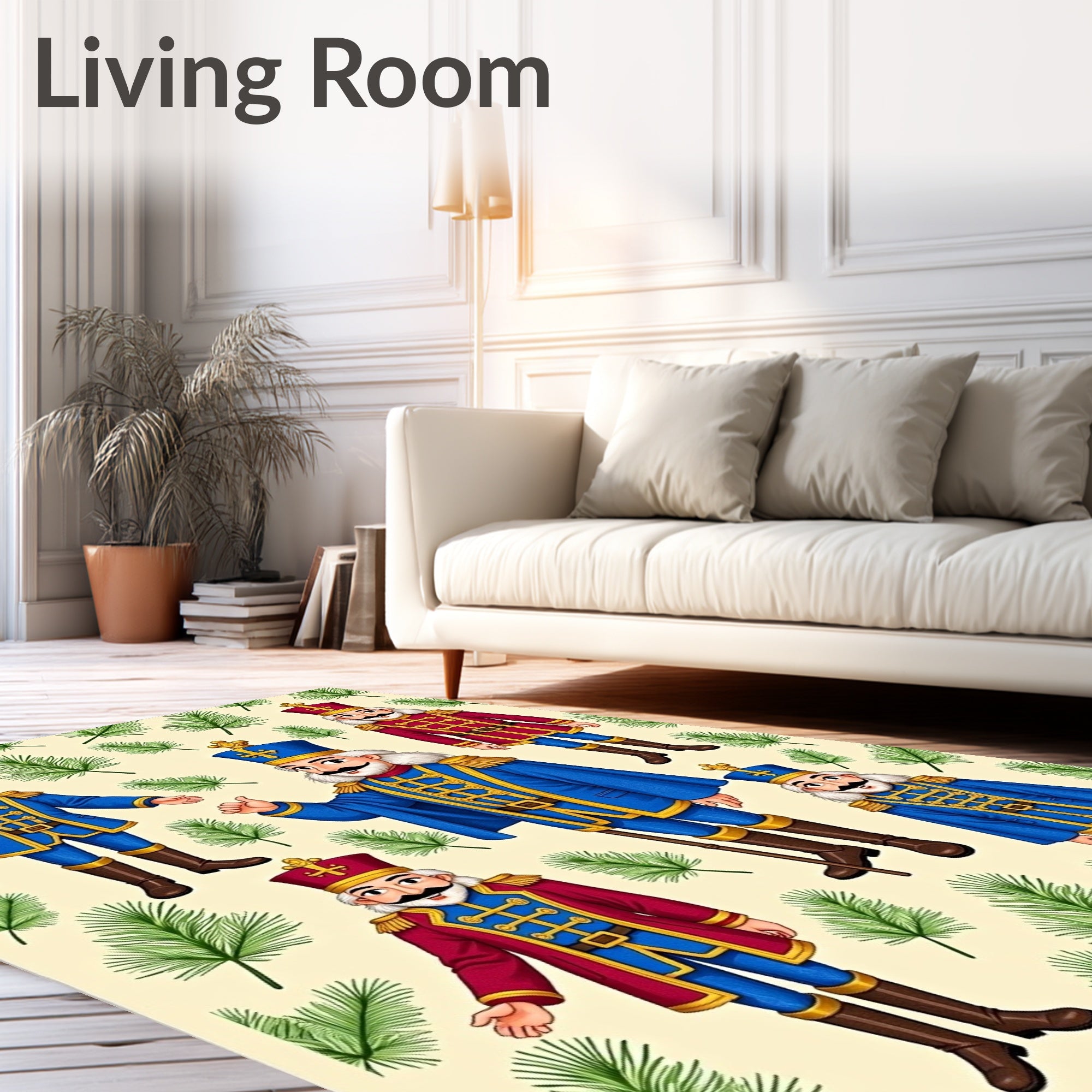 Whimsical Nutcracker Soldier Floral Rug