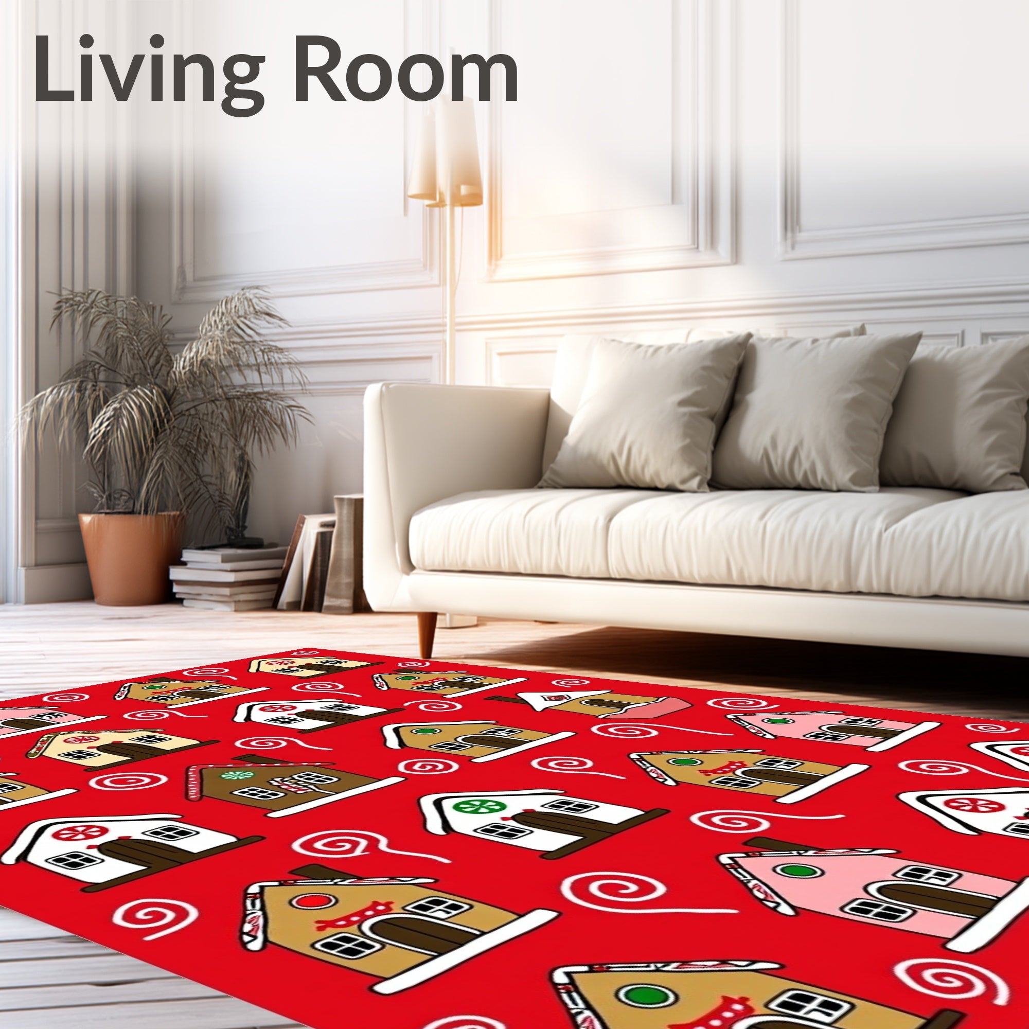 Festive Gingerbread House Swirls Rug
