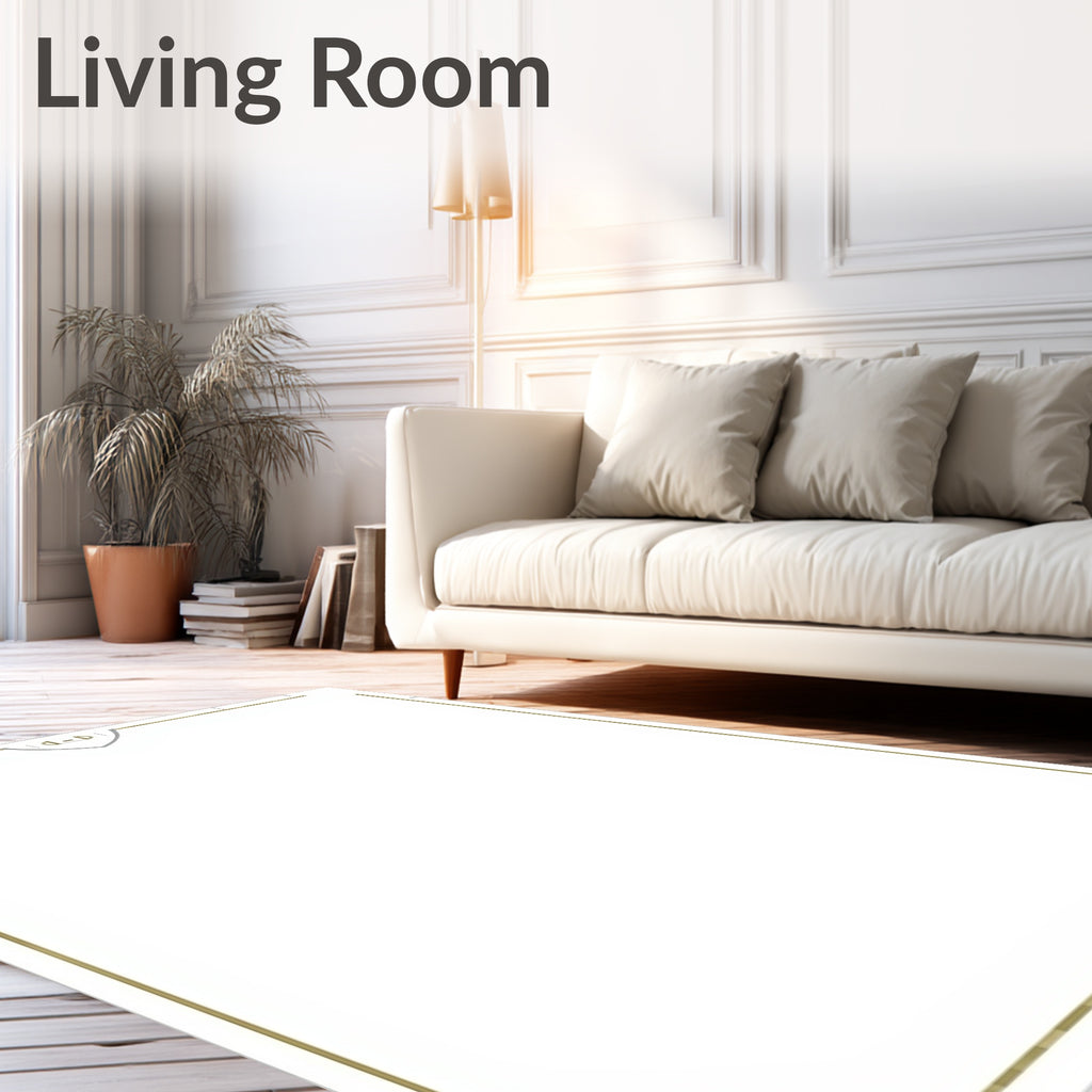 Golden Gray Geometric Shield Frame Rug