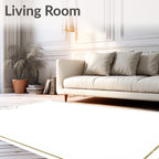 Golden Gray Geometric Shield Frame Rug
