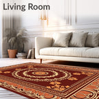 Warm Amber Floral Medallion Border Rug