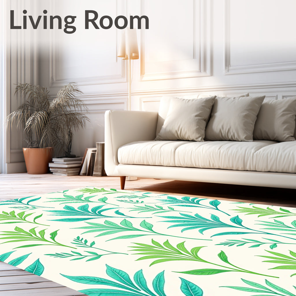 Shades of Teal Leafy Branches Rug