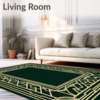 Elegant Gold Geometric Deco Frame Rug