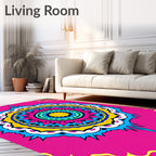 Vibrant Pink Medallion Sunburst Rug
