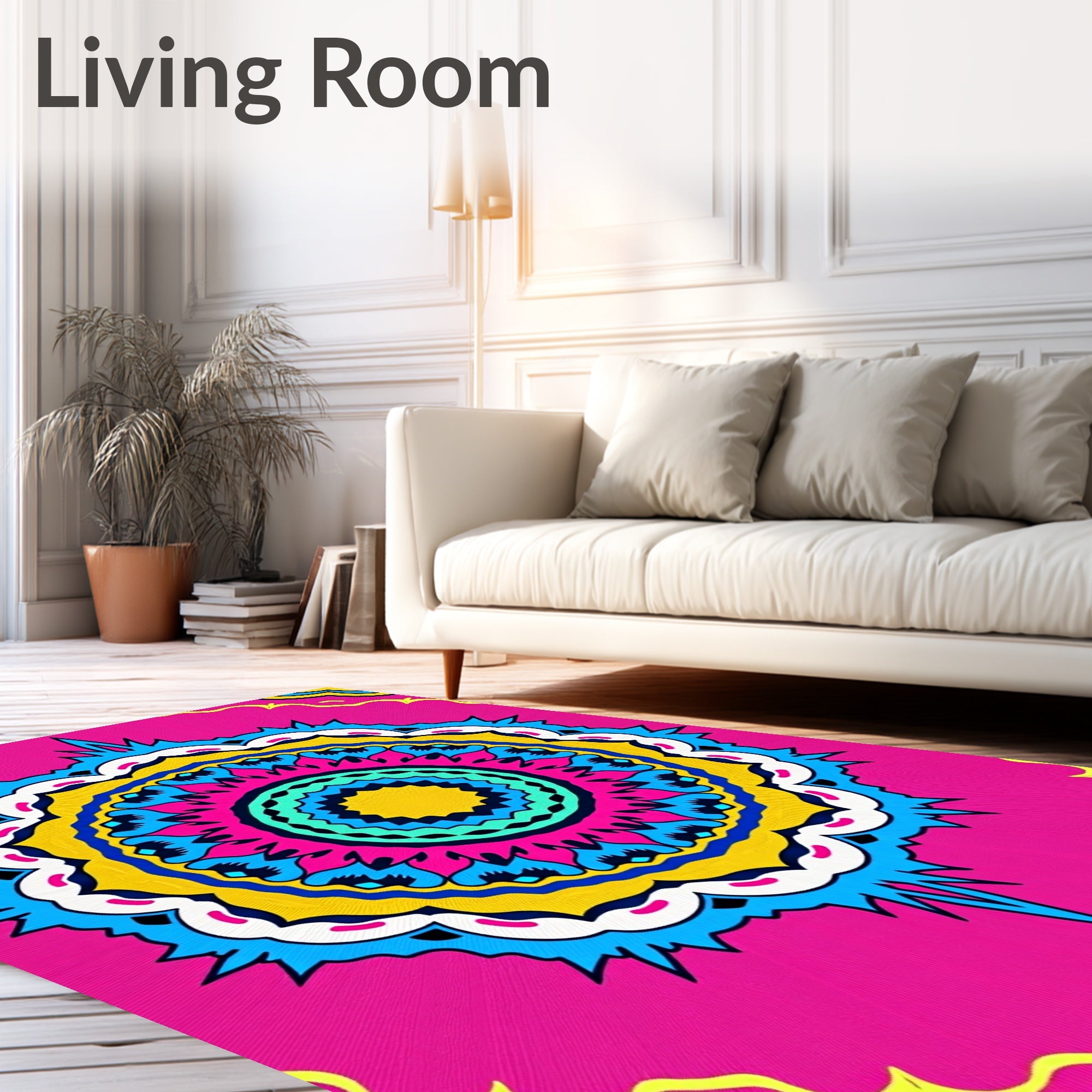 Vibrant Pink Medallion Sunburst Rug