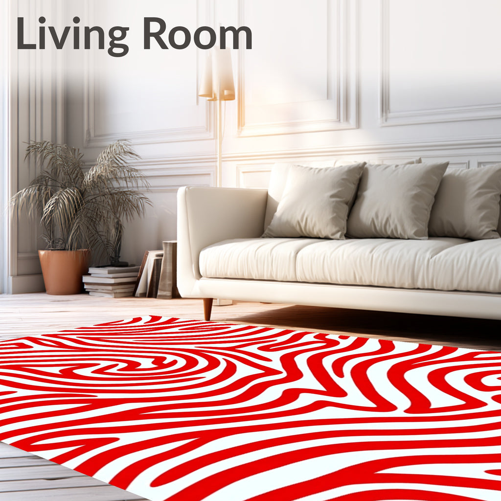 Bold Red Abstract Swirl Rug