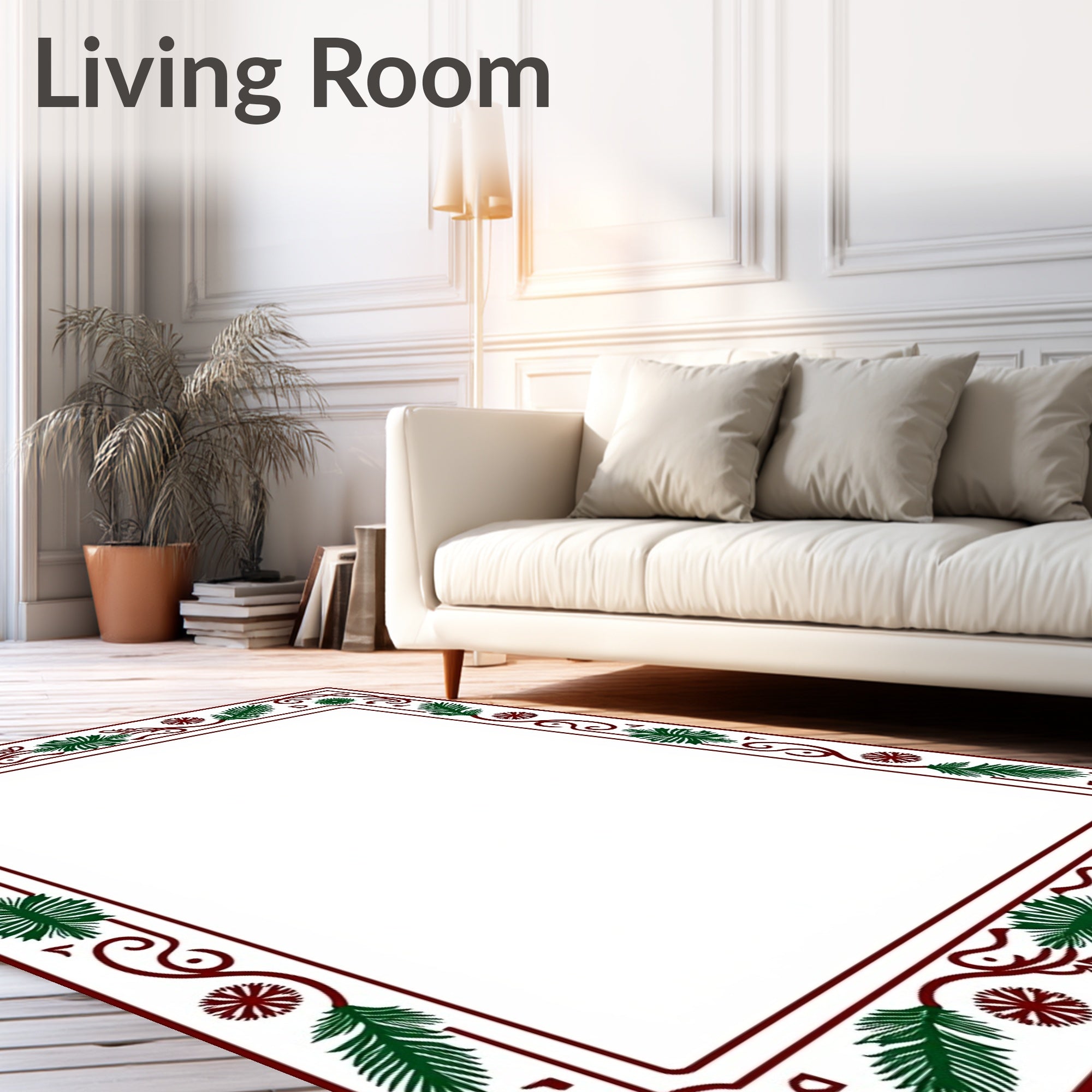 Deep Green Vine Border Rug