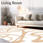 Abstract Tan Swirl Brush Strokes Rug