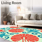 Coral Starfish Swirl Ocean Theme Rug