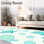 Aqua Turtle Bubbles Repeating Pattern Rug