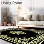 Golden Floral Border With Medallion Rug