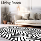 Monochromatic Geometric Art Deco Panels Rug