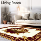 Regal Brown Striped Cat Emblem Rug