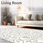 Classic Cream Charcoal Floral Damask Rug