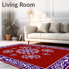 Rich Red Paisley Medallion Border Rug