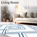 Geometric Diamond Blues Lines Rug