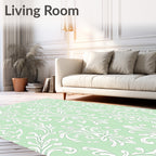 Subtle Mint Acanthus Scroll Rug