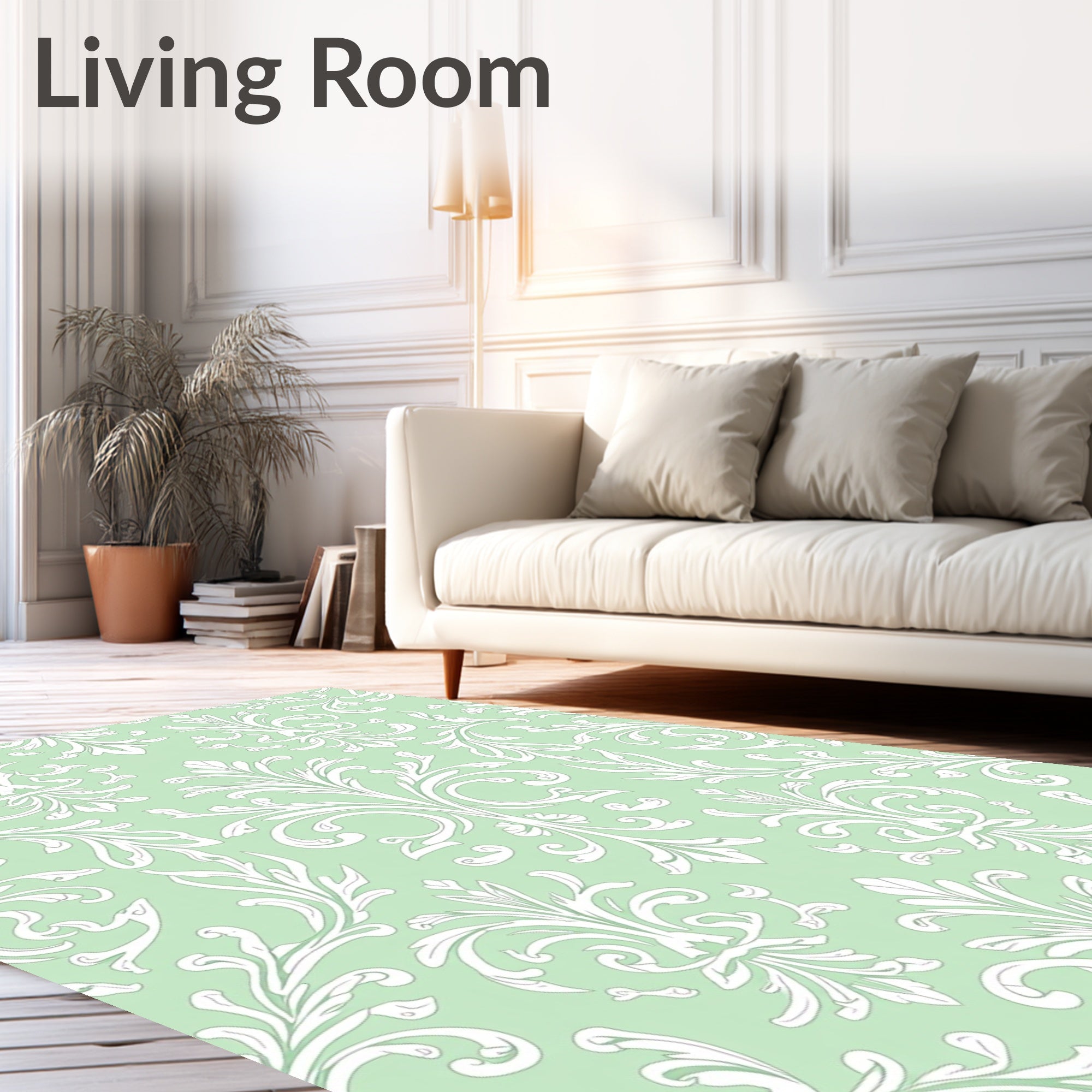 Subtle Mint Acanthus Scroll Rug