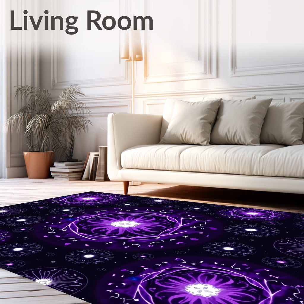 Vivid Purple Blooming Mandala Circles Rug