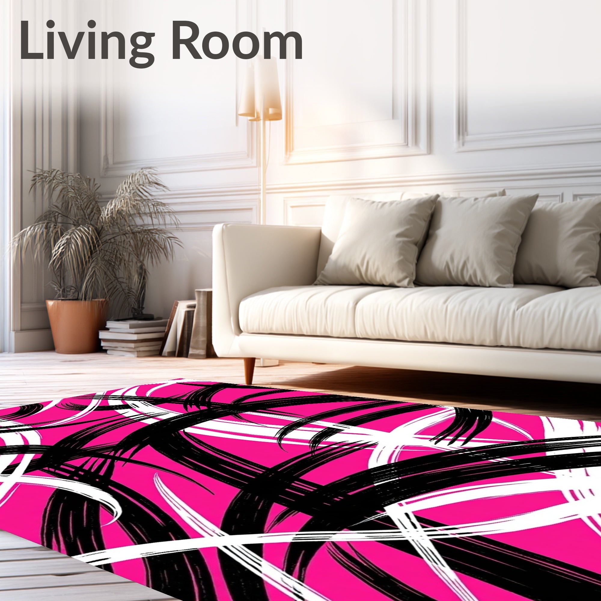 Vibrant Pink Brushstroke Overlay Rug
