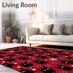Crimson Black Cat Whimsy Collection Rug