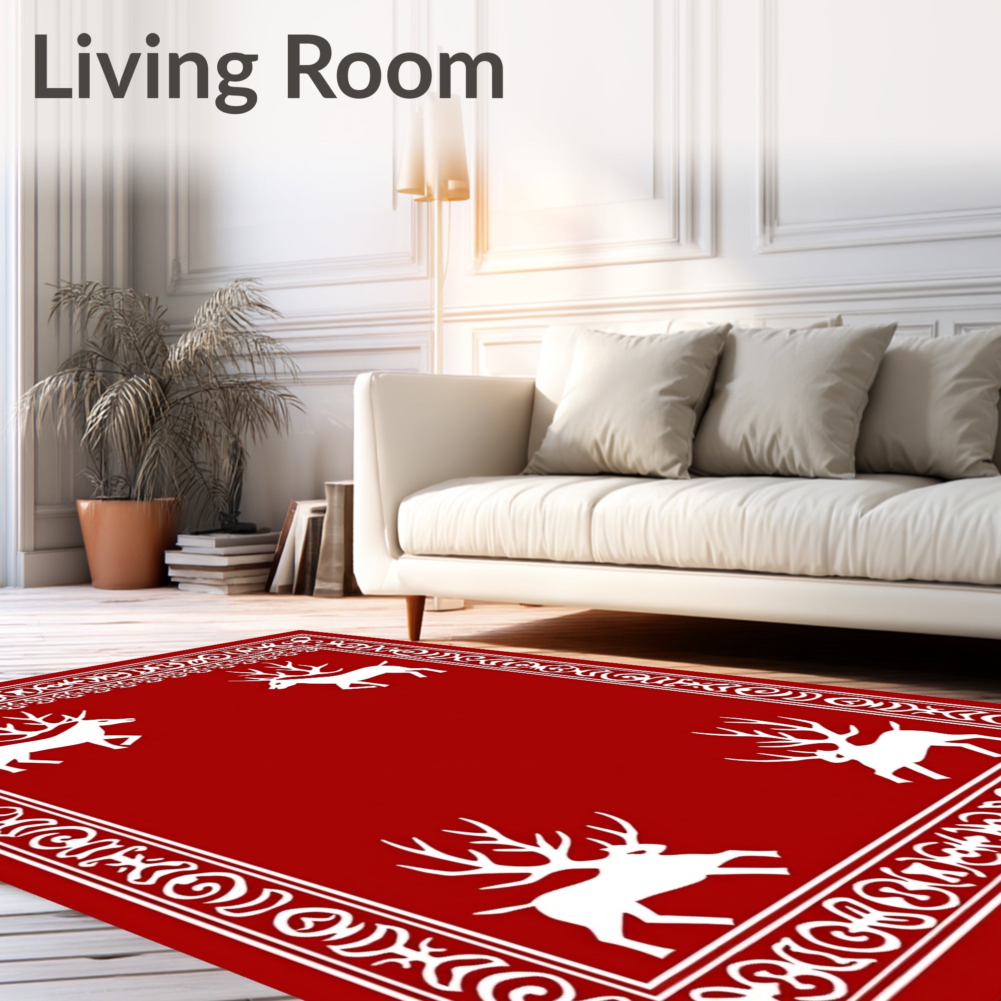 Crimson Deer Majestic Border Rug