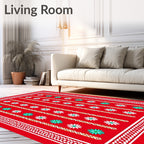 Bold Red Floral Stripe Rug