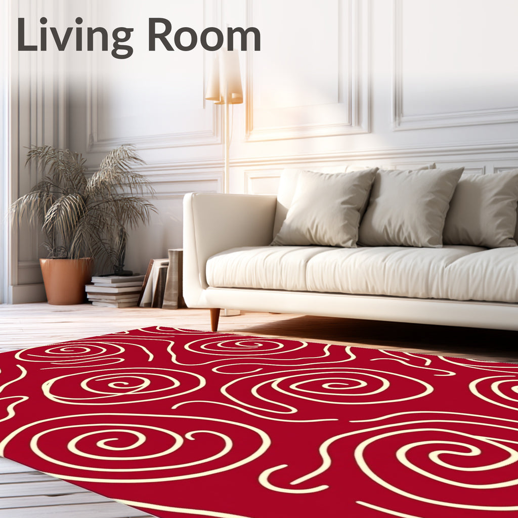 Crimson Swirl Abstract Organic Rug