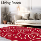 Crimson Swirl Abstract Organic Rug