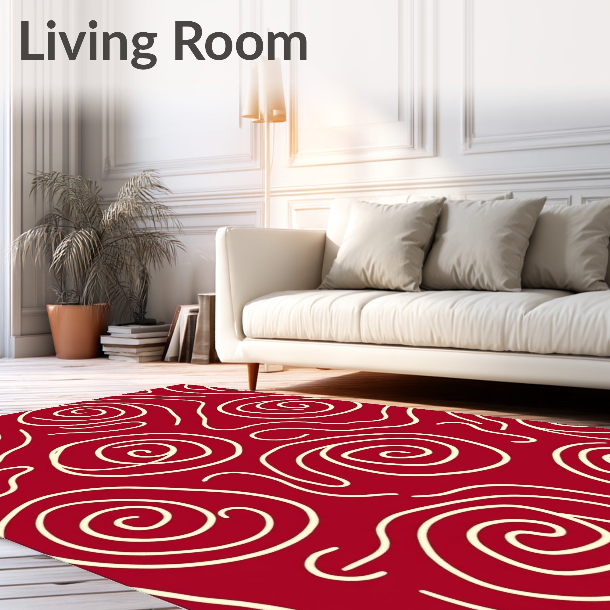 Crimson Swirl Abstract Organic Rug
