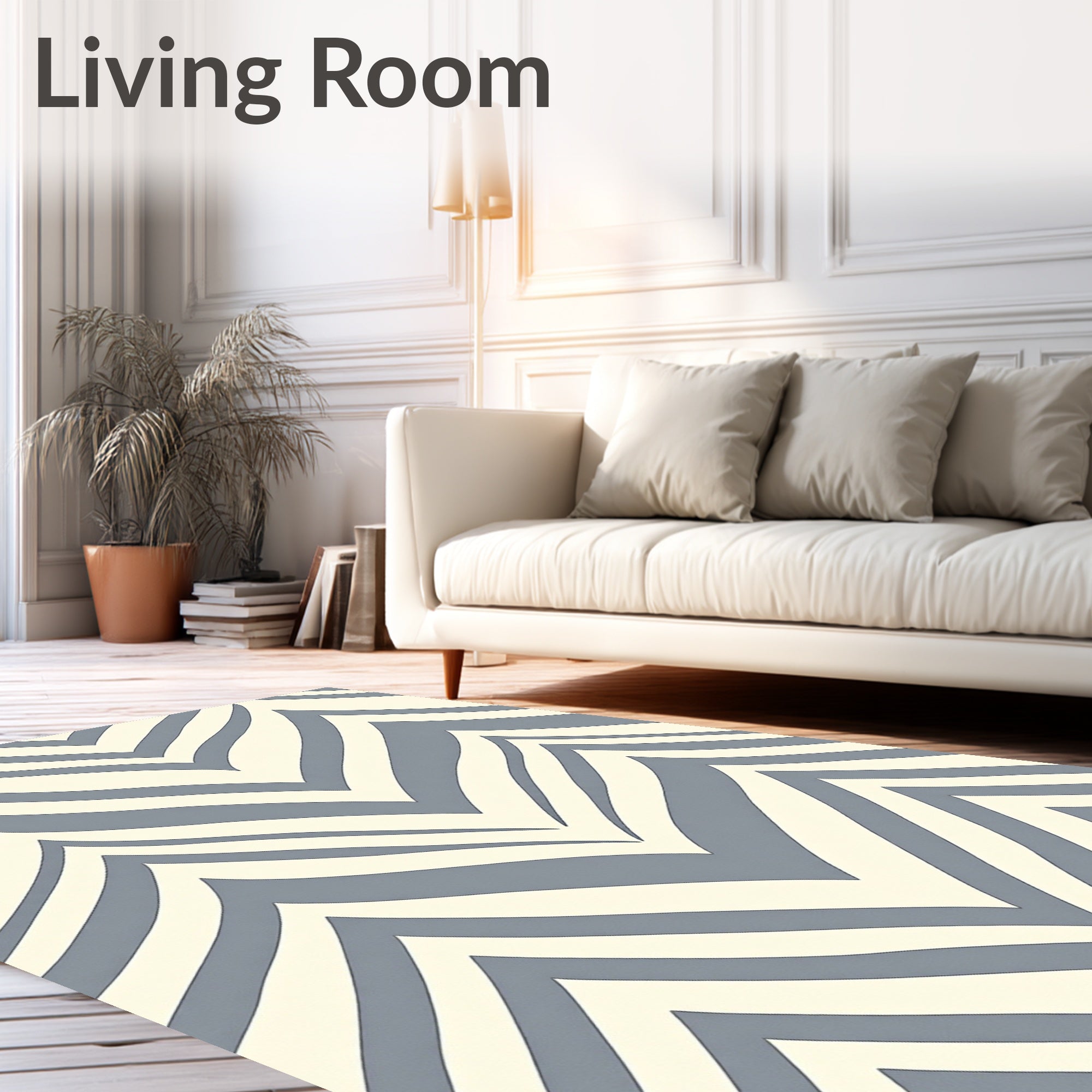 Soft Gray Wavy Chevron Rug